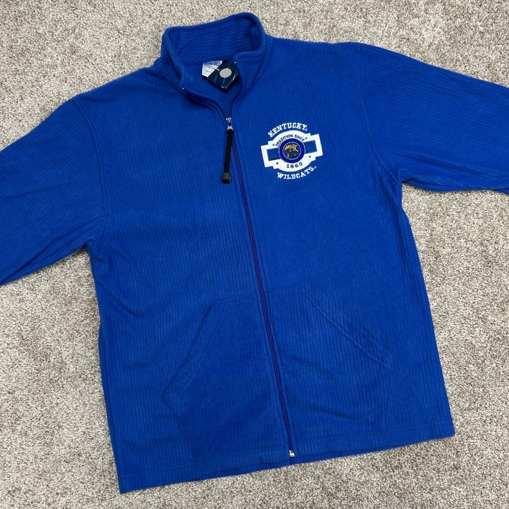 Kentucky Wildcats UK Full Zip Ribbed Cord Jacket Men Size Large Blue Embroidered